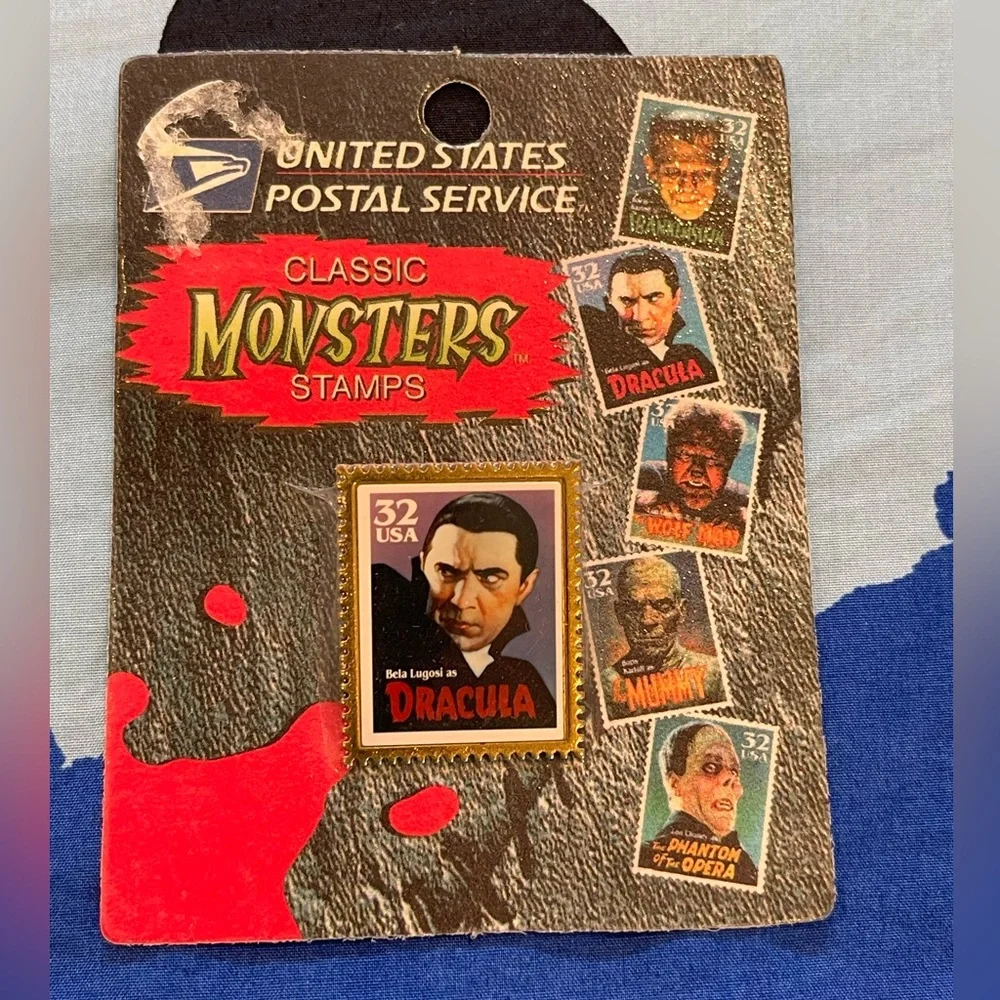 1997 Classic Monster Stamp Pins Set of 3